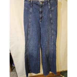 We The Free People Women Jeans 31 Light Wash Big Flare High Rise Boho Statement